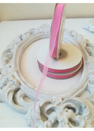 Панделка органза за декорация на ролка ширина 6 мм цвят Роза